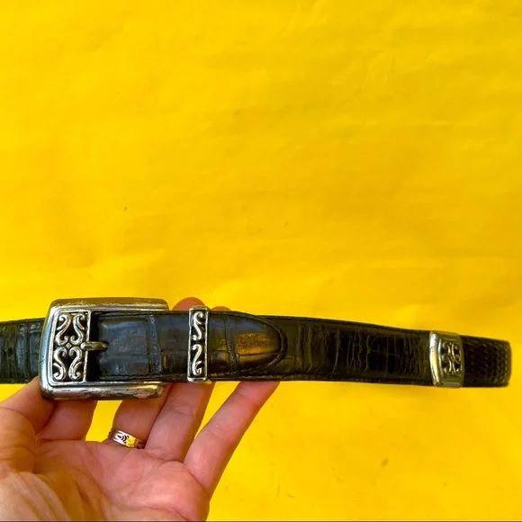 Vintage black/silver Brighton leather belt - Picture 2 of 8